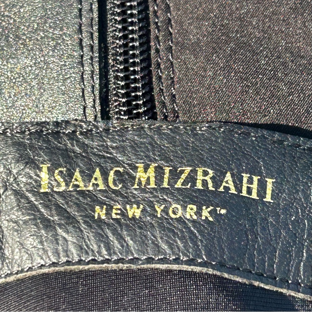 Isaac Mizrahi Black Leather Back Calf Stretch Material Riding Boots Size 9 - Picture 6 of 13
